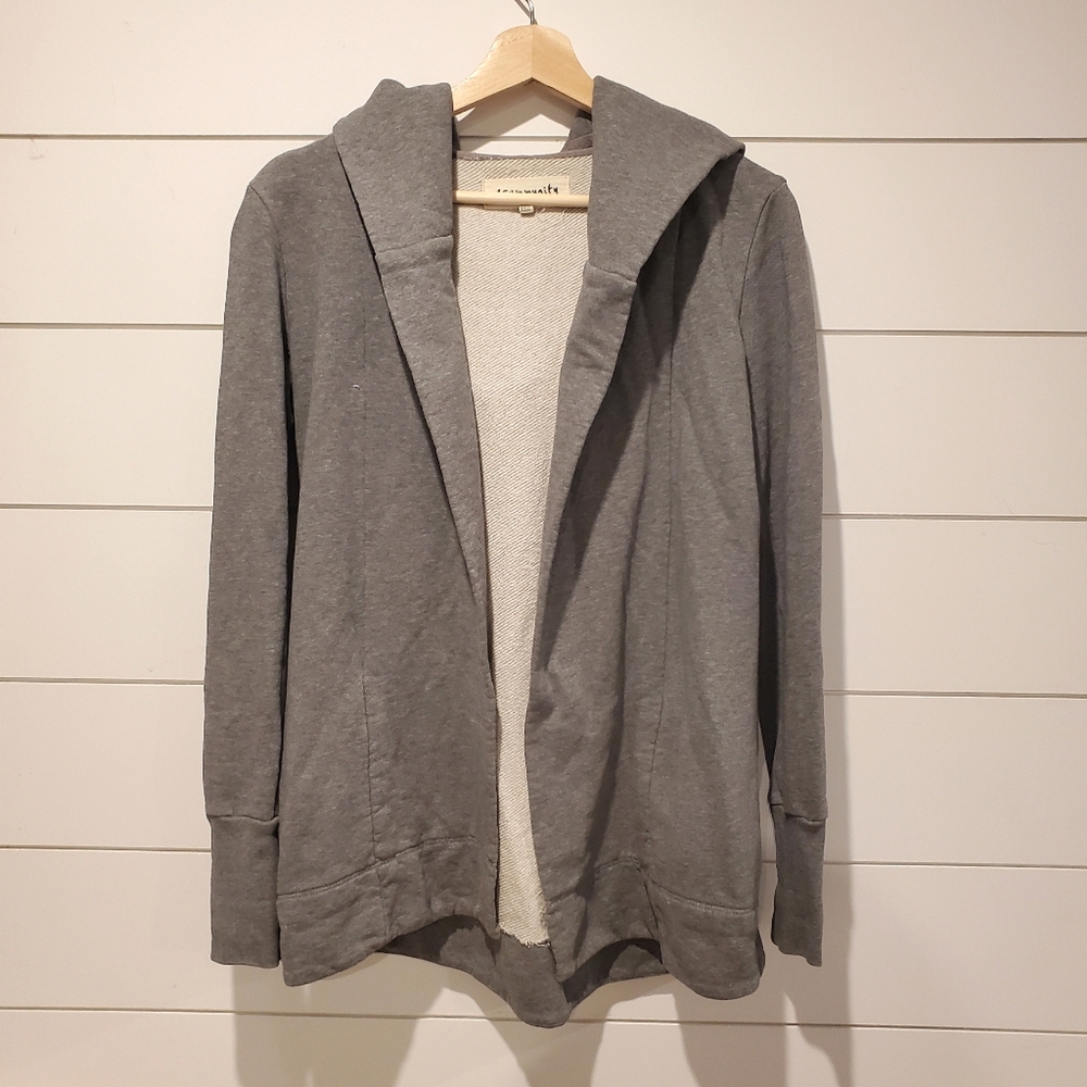Community XXS Aritzia Cardigan Grey Cotton Sweater Open Front Wrap Oversized